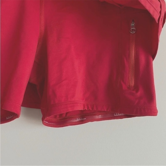 Lululemon Run Speed Squad Skirt Shorts Red Zipper pocket Sz 6 - Picture 6 of 10